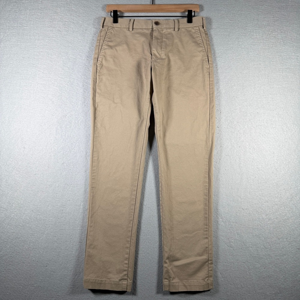Uniqlo Mens Slim Fit Chino Pants Tan Khaki Cotton Stretch 30x34 321-400137